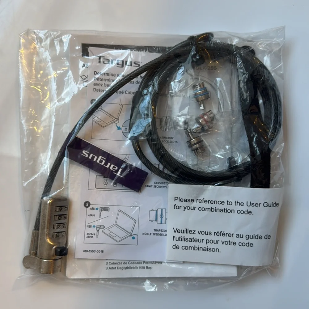 Targus DEFCON 3-in-1 Universal Serialized Combo Cable Lock NWT